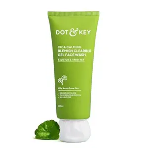 Dot & Key CICA Face Wash for Acne Prone Skin, 2% Salicylic Acid with Green Tea | For Oily & Sensitive Skin | Sulphate Free for Men & Women | Oil Control Face Wash with Zinc | 100ml