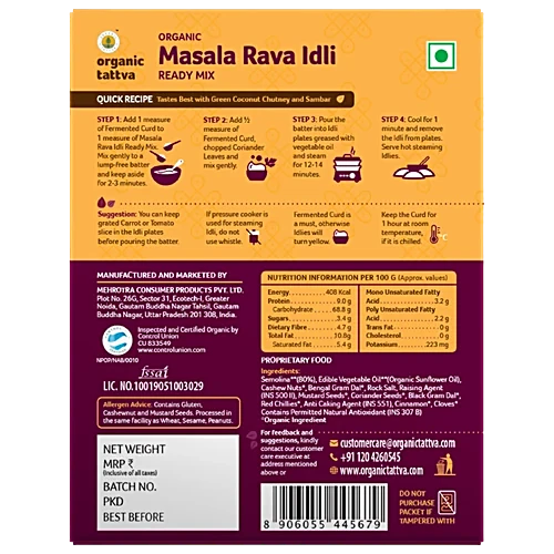 Organic Tattva Organic Masala Rava Idli Ready Mix - Image 2
