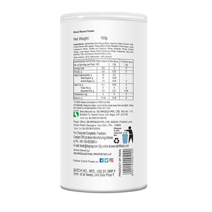 51UDTffla9L._SX679_ Catch Sprinkles Chat Masala, 100g - Image 2