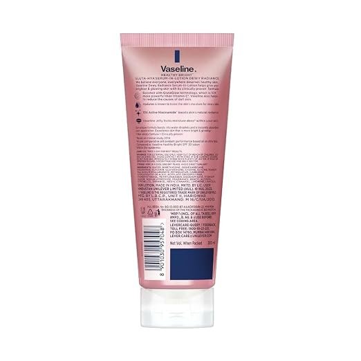 51jik20pMTL._SX522_ Vaseline Gluta-Hya Dewy Radiance Lotion for Face & Body | Gives Brighter Skin | Glutathione & Niacinamide Infused Moisturizer - Image 6