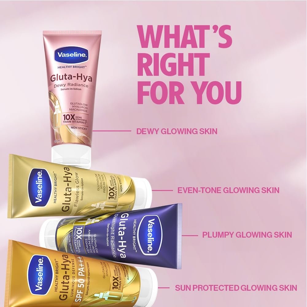 611cBQmln4L._SL1000_ Vaseline Gluta-Hya Dewy Radiance Lotion for Face & Body | Gives Brighter Skin | Glutathione & Niacinamide Infused Moisturizer - Image 5