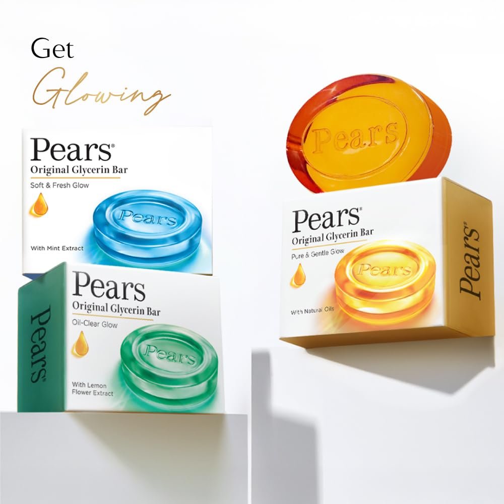 61M5RyJiBML._SL1000_ Pears Original Glycerin Soap Bar - Pure & Gentle Glow | With 98% Pure Glycerin | For Hydration & Glow | With Plant Based Cleanser for Skin & Body | Paraben-free - Image 4