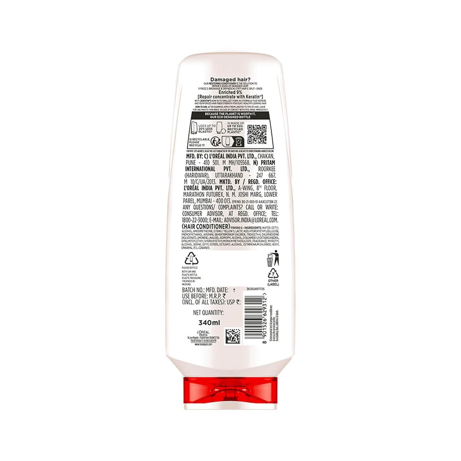 61dybB+i9rL._SL1500_ L'Oreal Paris Total Repair 5 Restoring Conditioner, 340ml | With Keratin XS | For damaged hair repair - Image 5