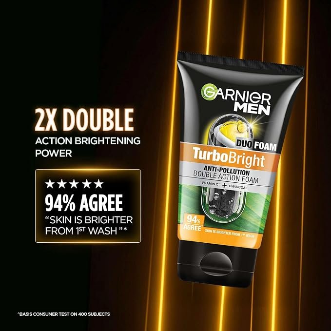 713TjZJY5sL._SX679_ Garnier Men, Face Wash, Brightening & Anti-Pollution, TurboBright Double Action, 100 g - Image 2