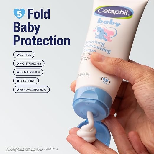 71EiABCc8sL._SX522_ Cetaphil Baby Soothing Moisturising Cream 100 g for Newborns & Babies | 48H Hydration & 8H Skin Barrier Protection | With Glycerin, Sunflower Seed Oil & Sweet Almond Oil | Gentle Face & Body Moisturiser - Image 2