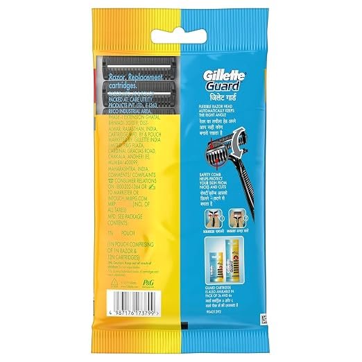 71LZ0ZkOMuL._SX522_ Gillette Guard Shaving Razor For Men (1 Razor With 12 Blades) | Super Value Pack With Upto 1 Year Of Shaving | Safety Comb And Flexible Head For A Safe Shave - Image 2