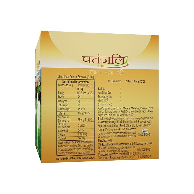 71f57EAv6OL._SX679_ Patanjali Pure Danedar Cow Ghee with Rich Aroma, Natural & Healthy - Image 2