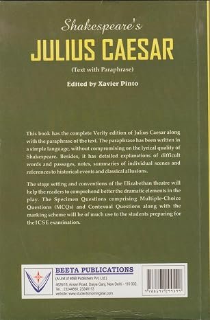 81ExjVVt1kL._SY466_ Shakespeare's Julius Caesar (A.W. Verity Edition) Text with Paraphrase | As per the Latest ICSE Syllabus and Specimen Paper. - Image 2