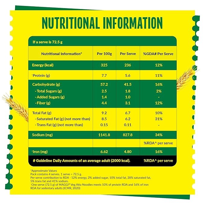 81ZzlB-OQXL._SX679_ MAGGI Veg Atta Noodles with MAGGI Masala Taste, Made with ONLY ATTA, 290g - Image 3