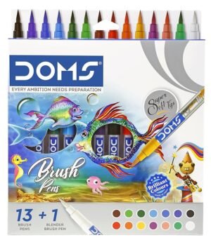 DOMS 14 Shades Brush Pen Box Pack | Super Soft Tip With Brilliant Colors | Water Based Ink Which Gives Water Color Effect