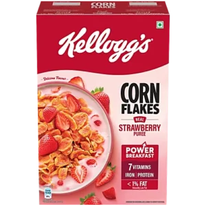 Kellogg's Real Strawberry Puree Corn Flakes Power Breakfast With 7 Vitamins, 300 g